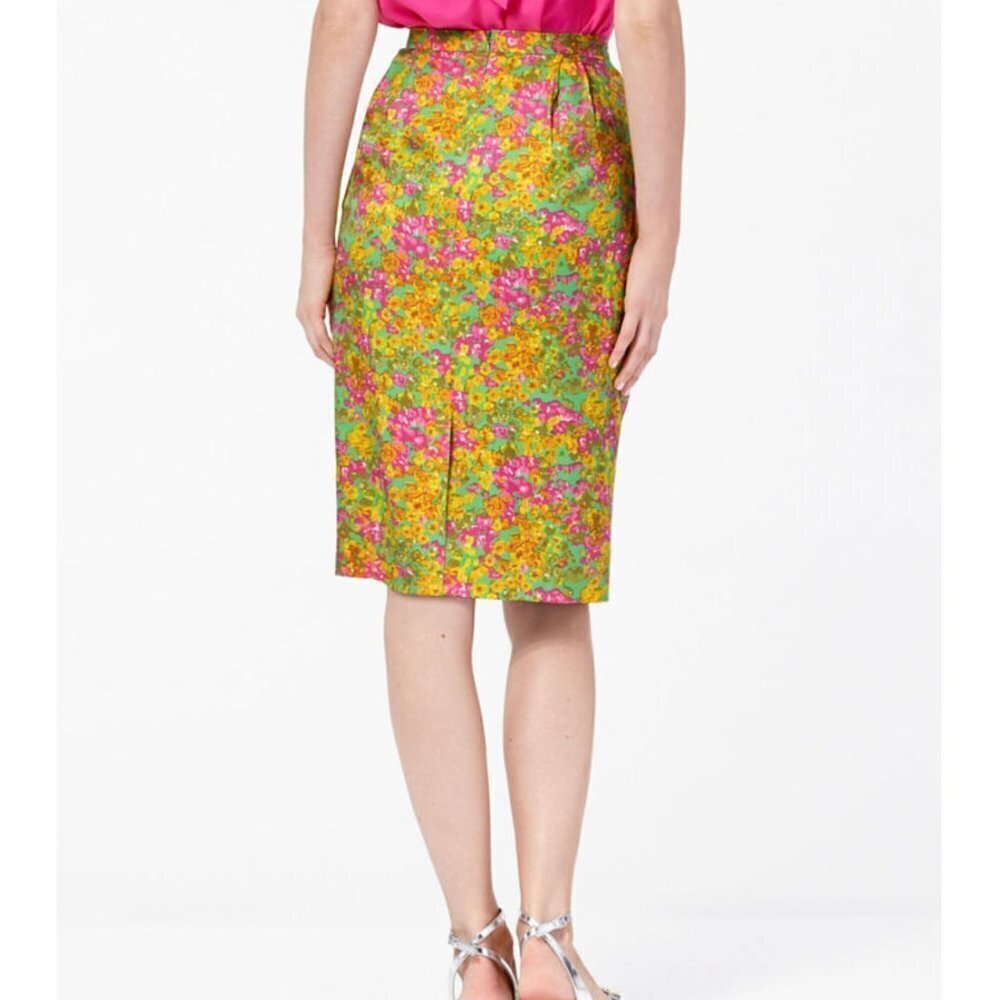 Boden Blue Multi Floral Silky Pencil Skirt Size 10L - Picture 11 of 11
